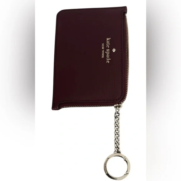 Kate Spade Dark BURGUNDY Leather Keychain Wallet - Picture 3 of 6